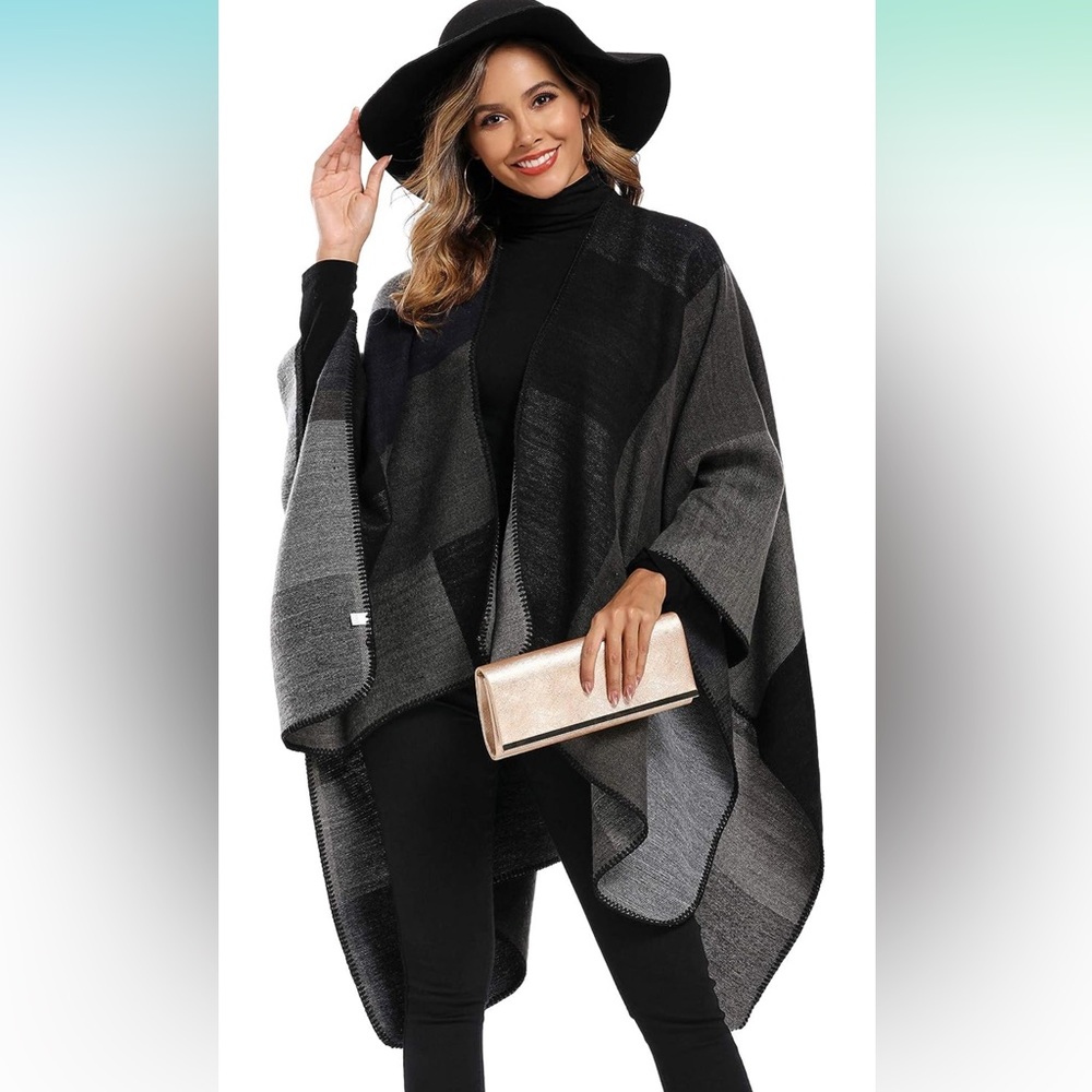 Chic Black & Gray Open-Front Wrap